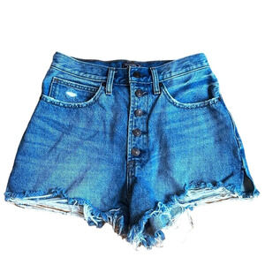 Abercrombie & Fitch natural rise short Medium Destroy Wash Button Fly 26/2